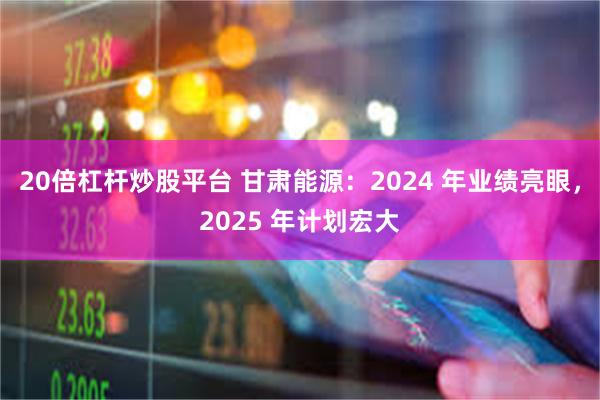 20倍杠杆炒股平台 甘肃能源：2024 年业绩亮眼，2025 年计划宏大